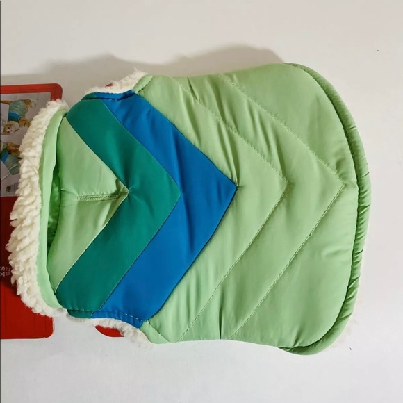Wondershop Dog Puffer Jacket Aqua V Stripe Sherpa Lined Cat Vest XS 10 Lbs - Picture 4 of 6